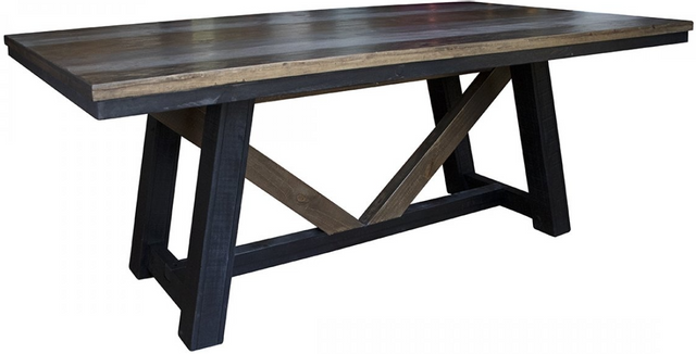 International Furniture Direct Antique Gray Brown Dining Table with Gray Base