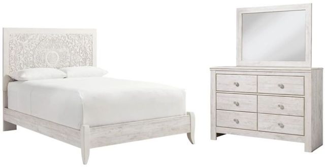 Signature Design by Ashley® Paxberry 3-Piece Whitewash Queen Panel Bed Set