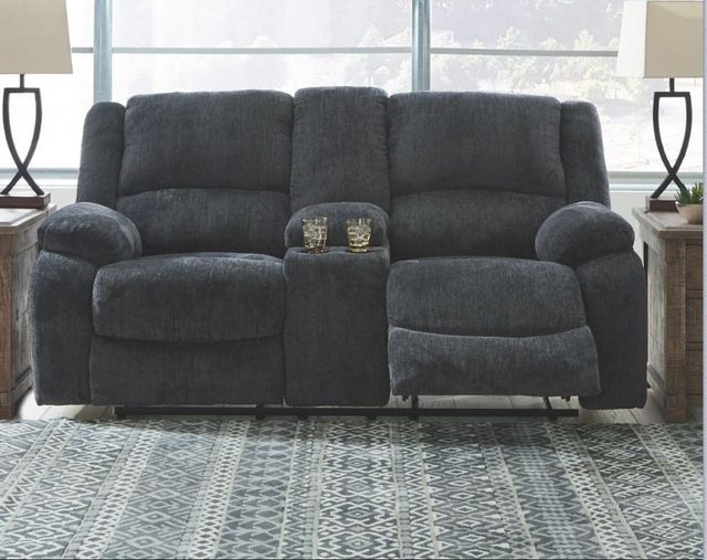 Signature Design by Ashley® Draycoll Slate Reclining Loveseat with Console 6