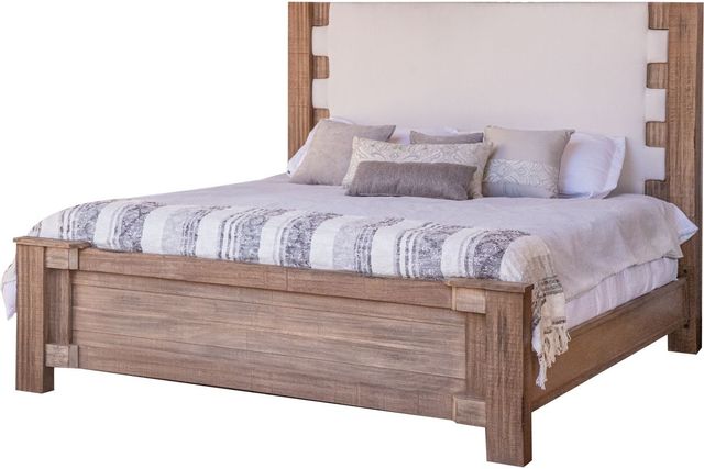 International Furniture Direct Berlin Natural Brown Queen Upholstered Platform Bed-0