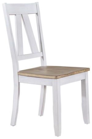 Linerty Furniture Lindsey Farm Weathered White/Sandstone Splat Back Side Chair