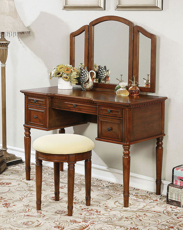 vanity desk dark brown