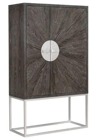 ACME Furniture Andra Chrome/Hand Brushed Gray Oak Bar Cabinet