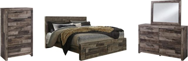 Benchcraft® Derekson 4-Piece Multi Gray King Storage Panel Bed Set