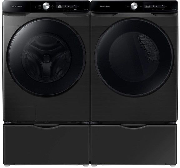 Samsung Brushed Black Front Load Laundry Pair 16