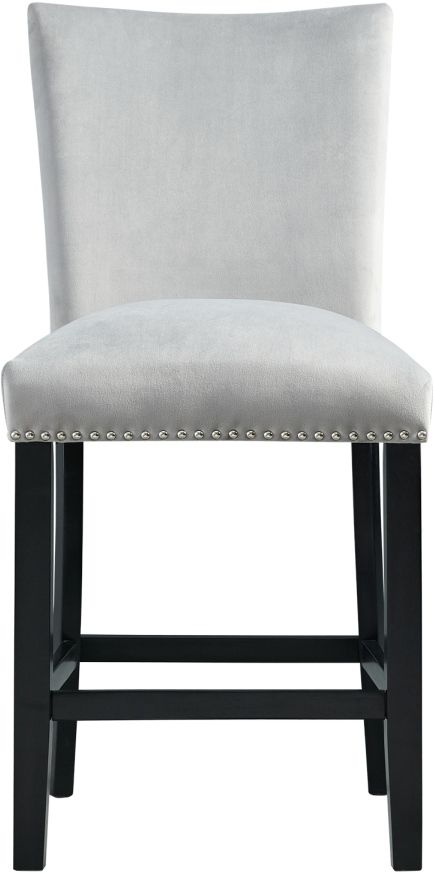 Elements International Francesca Gray Velvet Counter Height Chair-0