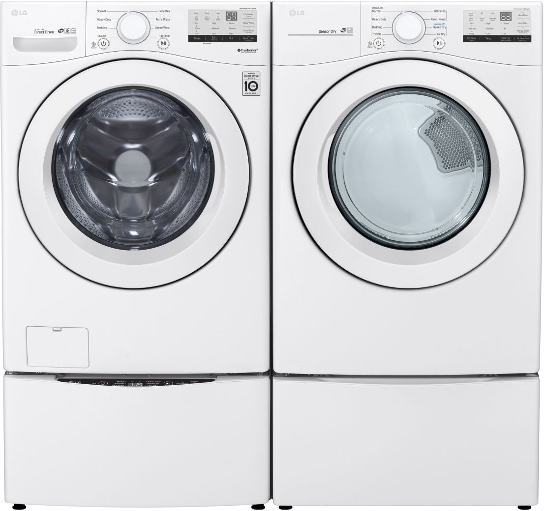 Lg washer deals dryer pedestal white