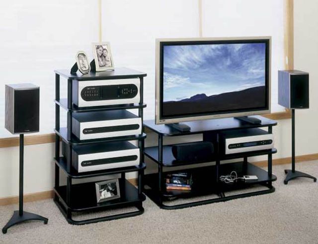 Sanus® Euro Series Black Modular AV Base and Shelves System 4