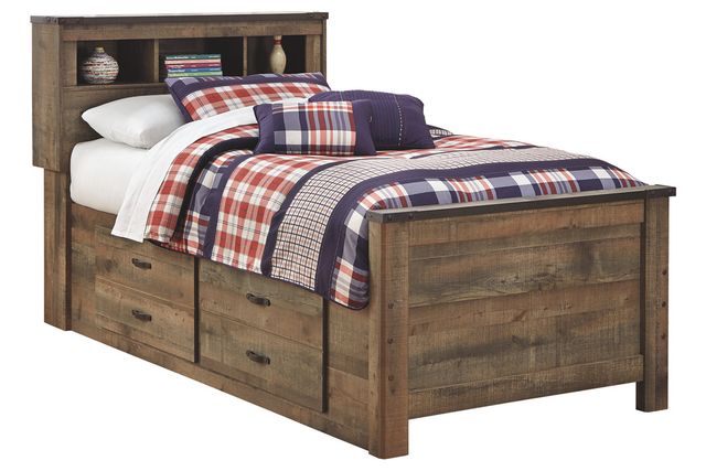 Signature Design by Ashley® Trinell Rustic Brown Full Bookcase Bed with with 2 Storage Drawers