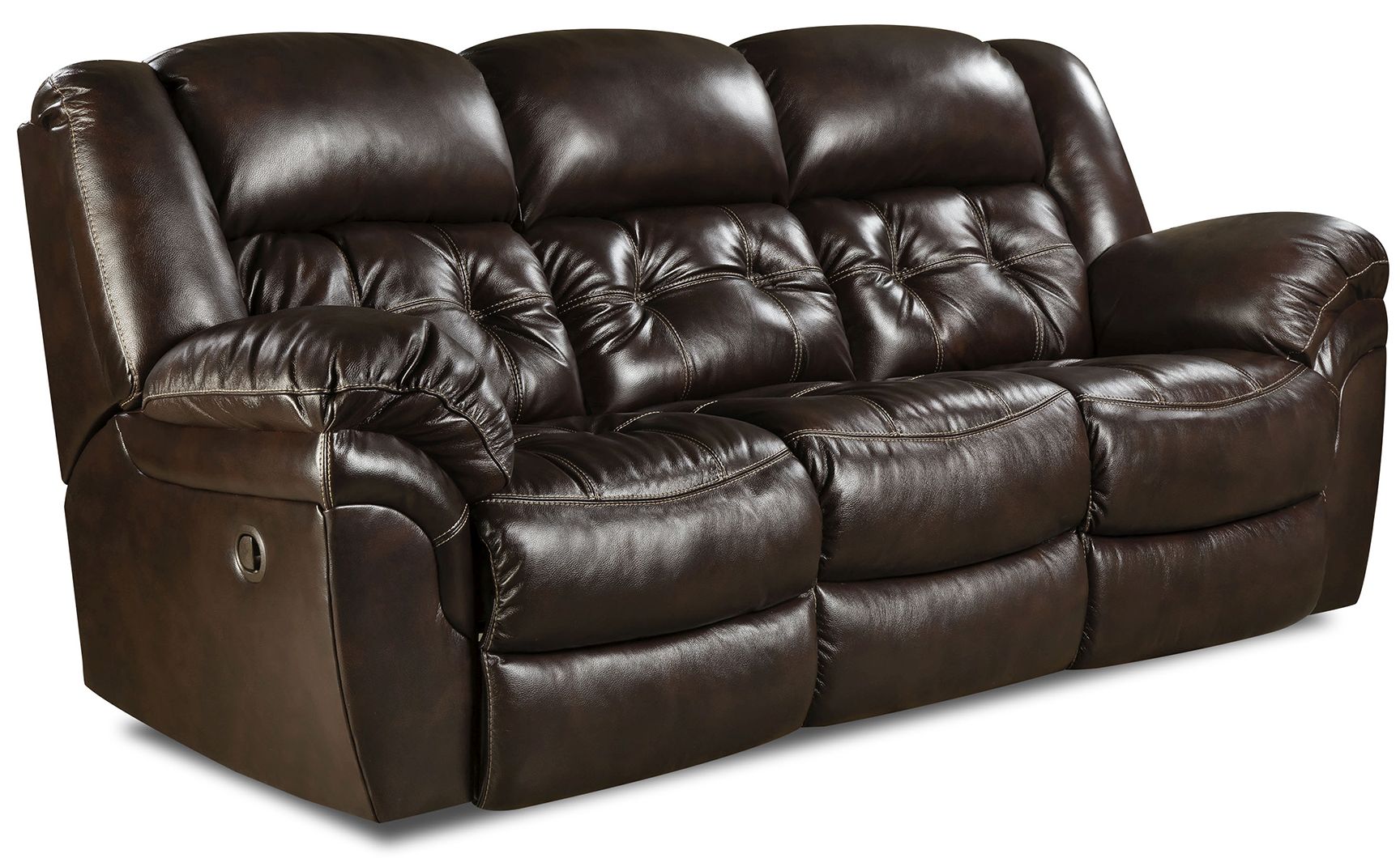 HomeStretch Brown Leather Double Reclining Console Sofa