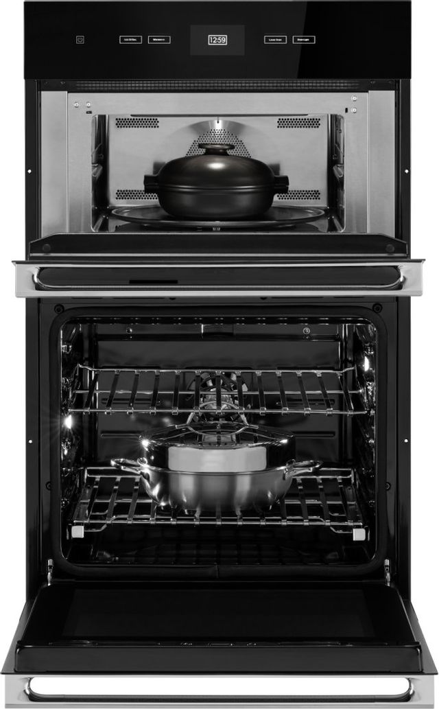 JennAir® NOIR™ 27" Floating Glass Black Oven/Microwave Combination Electric Wall Oven 3