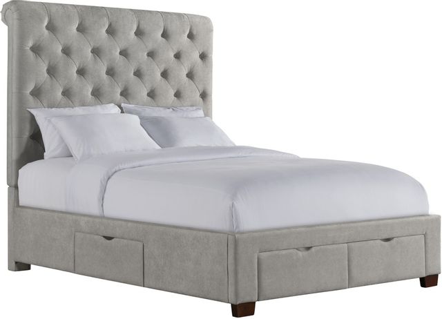 Elements International Waldorf Gray Upholstered Storage Bed | Lacks ...