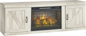 Signature Design by Ashley® Bellaby Whitewash 60" TV Stand with Electric Fireplace