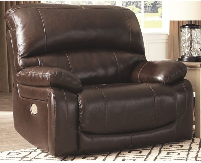 Signature Design by Ashley® Hallstrung Chocolate Power Wide Recliner with Adjustable Headrest 18