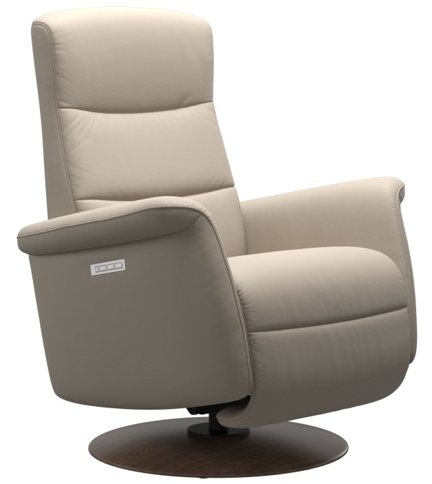 Stressless® by Ekornes® Mike Small All Leather Fog Power Swivel Recliner Chair
