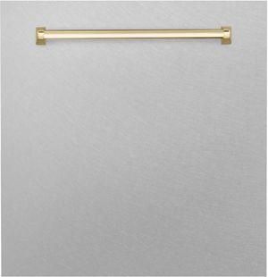Zline Autograph Edition 24" DuraSnow® Stainless Steel Dishwasher Panel with Gold Handle