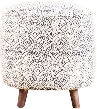 Coaster® Cream and Black Round Upholstered Accent Stool