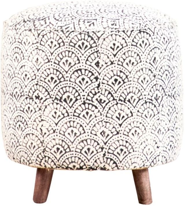Coaster® Cream and Black Round Upholstered Accent Stool 0
