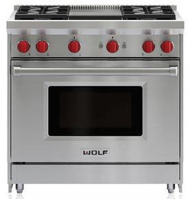 Wolf® 36" Stainless Steel Pro Style Gas Range 0