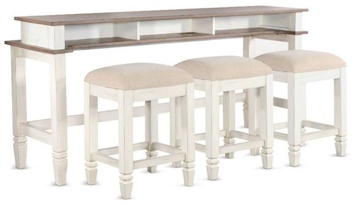 Sunny Designs™ Buck Skin/Marble White Console Table with USB Power Plug