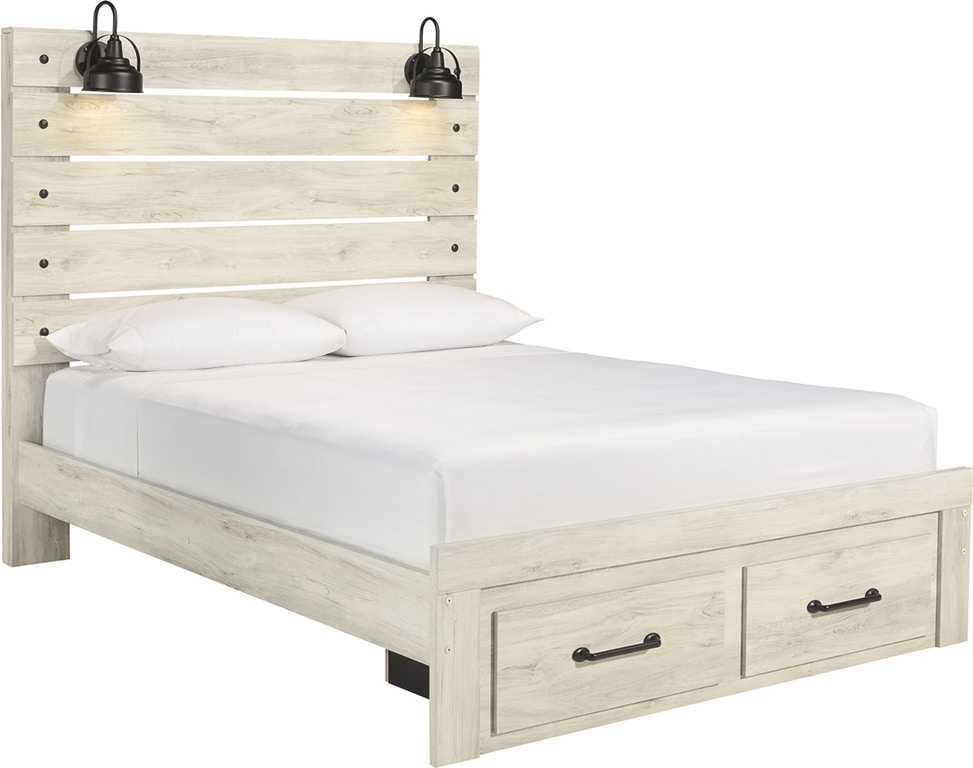 Signature Design by Ashley® Cambeck Whitewash Queen Panel Bed with 2 Storage Drawers