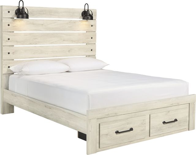 Signature Design by Ashley® Cambeck Whitewash Queen Panel Bed with 2 Storage Drawers 5