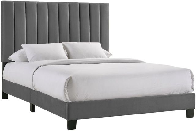 Elements International Coyote Carroll Grey King Bed with Two End Tables ...