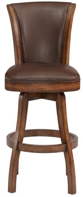 Armen Living LCRABASIKACH26 Raleigh 26 Counter Height Swivel Barstool in Kahlua Faux Leather and Chestnut Wood Finish 