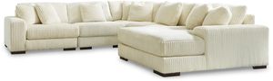 Signature Design by Ashley® Lindyn 5-Piece Ivory Right-Arm Facing Sectional with Corner Chaise