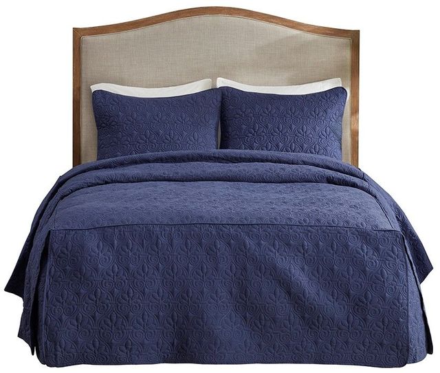 Olliix by Madison Park 3 Piece Navy Queen Quebec Fitted Bedspread Set ...