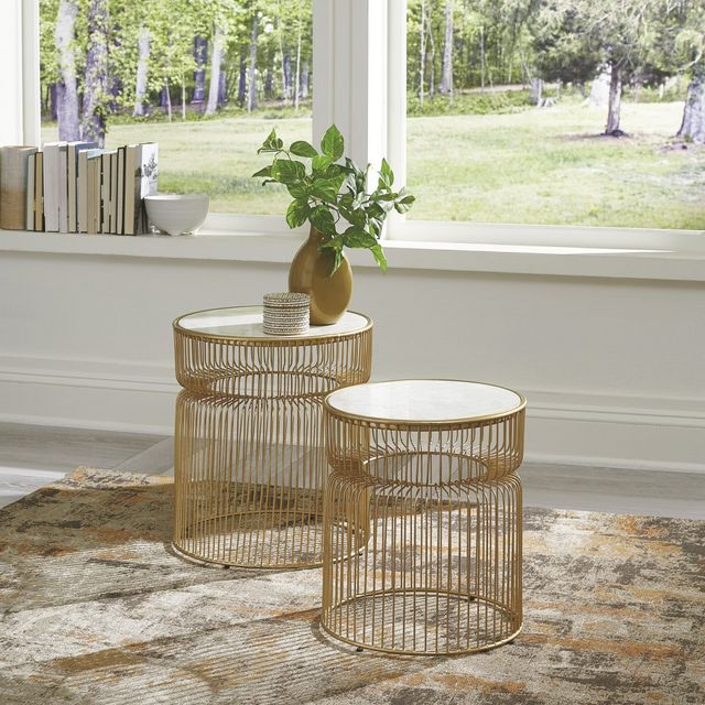 Signature Design by Ashley® Vernway 2-Piece Gold Accent Tables Set-3