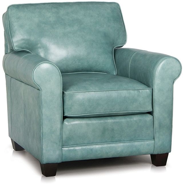 Smith Brothers 346 Collection Teal Leather Stationary Chair 1