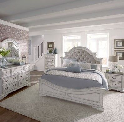 Liberty Magnolia Manor 5-Piece Antique White Queen Upholstered Bedroom Set 5