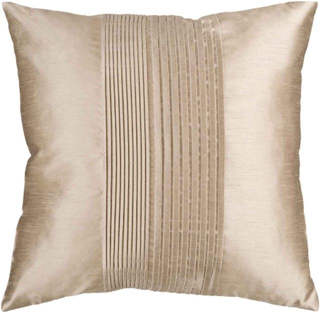 Surya Solid Pleated Khaki 18"x18" Pillow Shell with Down Insert-0