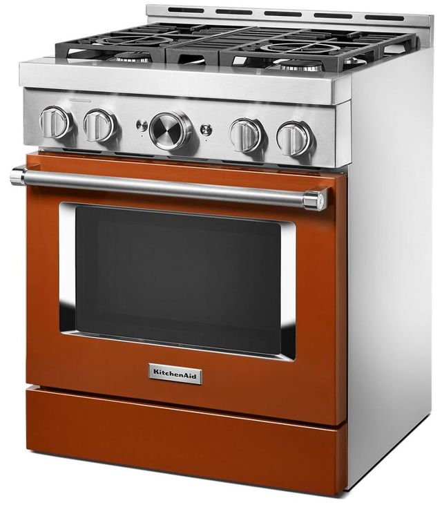 KitchenAid® 30" Scorched Orange Pro style Gaz Range 4