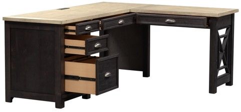 Liberty Furniture Heatherbrook 3 Piece Ash/Charcoal L Shaped Desk Set-2