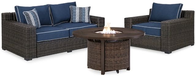 Signature Design by Ashley® Grasson Lane 4-Piece Brown/Blue Outdoor Seating Set