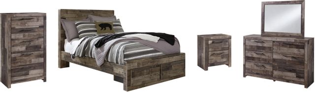Benchcraft® Derekson 5-Piece Multi Gray Full Storage Panel Bed Set