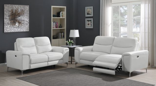 Coaster® Largo 2-Piece White Power Reclining Living Room Set