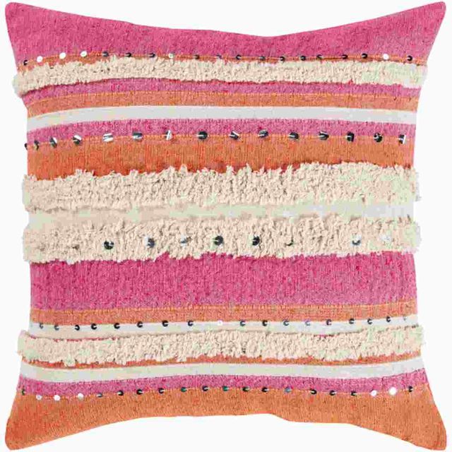 Surya Temara Bright Pink 18"x18" Pillow Shell with Down Insert-0