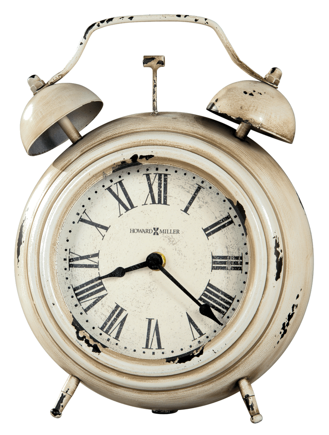Howard Miller® Harriet 8.5" Antique White Round Metal Mantel Clock 0