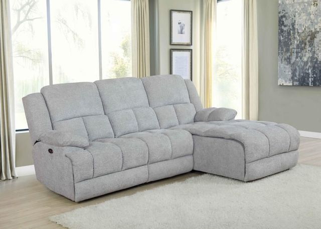 Coaster® 3-Piece Light Gray Power Reclining Sectional with Chaise