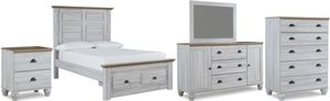 Signature Design by Ashley® Haven Bay 5-Piece Two-Tone Full Panel Storage Bed Set