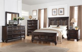 New Classic Furniture Sevilla King Bed, Dresser, Mirror & Nightstand