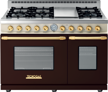 Tecnogas Superiore Deco Series Classic 48" Brown Dual Color Gold Free Standing Gas Range 0