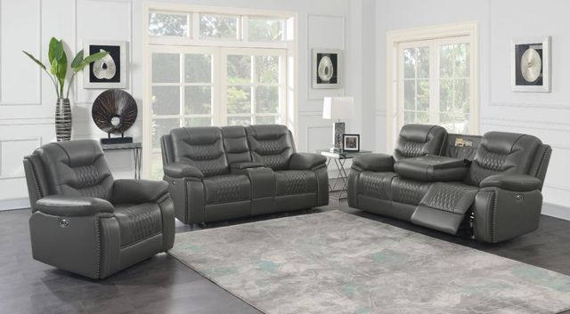Coaster® Flamenco Charcoal Tufted Upholstered Power Sofa 8