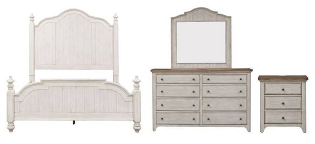 Liberty Furniture Bedroom Queen Poster Bed, Dresser and Mirror