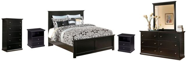 Signature Design by Ashley® Maribel 6-Piece Black Queen Panel Bed Set