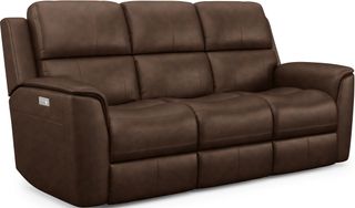 Flexsteel® Henry Dark Brown Power Reclining Sofa with Power Headrests and Lumbar
