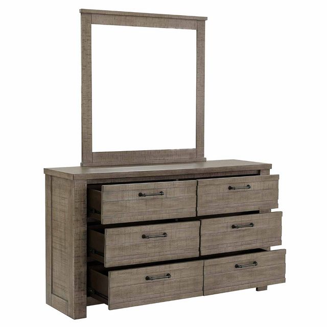 Samuel Lawrence Furniture Ruff Hewn Gray Dresser & Beveled Mirror-2